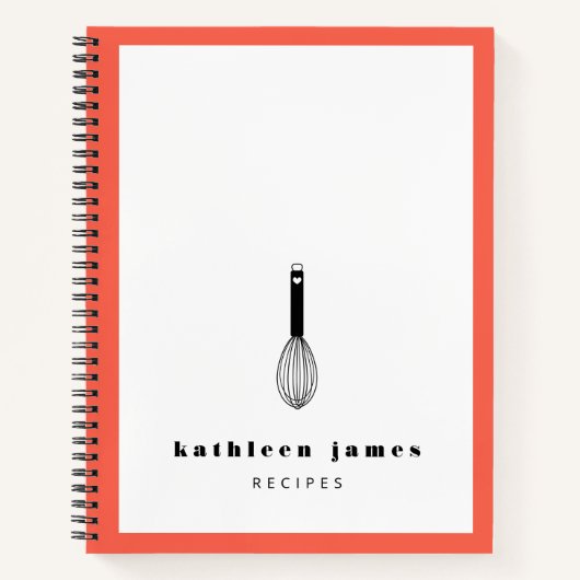 Balloon Whisk Deep Coral White Notebook Notizblock (Vorderseite)