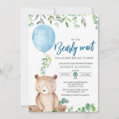 Balloon wir können frühzeitig abwarten Teddy Bear Einladung (Vorderseite)
