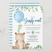 Balloon wir können frühzeitig abwarten Teddy Bear Einladung (Vorne/Hinten)