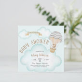 Balloon Woodland Teddy Bear Baby Shower Einladung (Stehend Vorderseite)