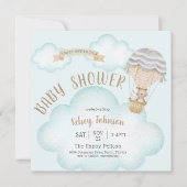 Balloon Woodland Teddy Bear Baby Shower Einladung (Vorderseite)