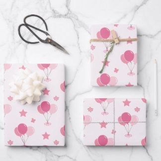 Balloon World Wrapping Paper Flat Sheet Set of 3 Geschenkpapier Set