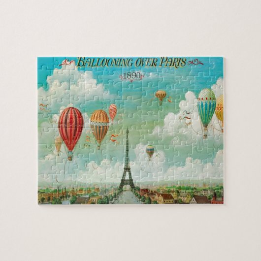 Ballooning über Paris Kunstmalerei Illustration Puzzle (Horizontal)