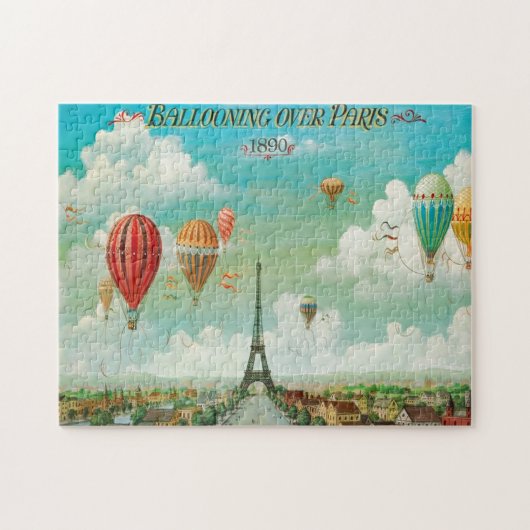 Ballooning über Paris Kunstmalerei Illustration Puzzle (Horizontal)