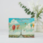 Ballooning über Paris Vintage Reisekarte Postkarte (Stehend Vorderseite)