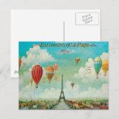 Ballooning über Paris Vintage Reisekarte Postkarte (Vorne/Hinten)