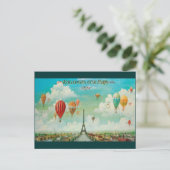 Ballooning über Paris Vintage Reisekarte Postkarte (Stehend Vorderseite)