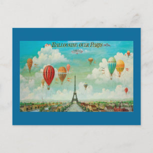 Ballooning über Paris Vintage Reisekarte Postkarte