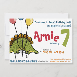 Balloonosaurus Birthday Bash! Stegosaurus Einladung
