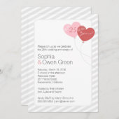 Balloons 25. Silver Wedding Anniversary Party Einladung (Vorne/Hinten)