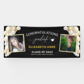 Balloons 2 Fotos Schwarzer Glückwunsch Graduate Banner (Horizontal)