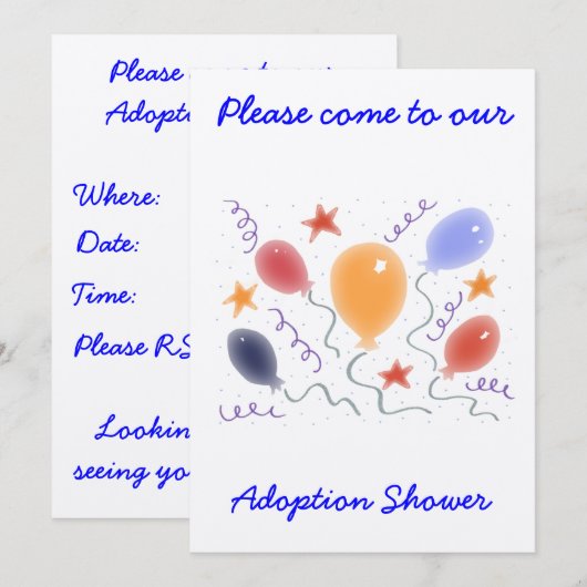 Balloons Adoption Dusche Einladung (Vorne/Hinten)