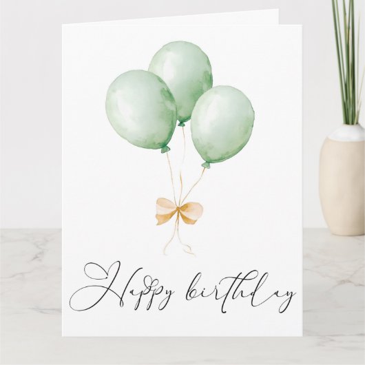 Balloons and Bow Happy Birthday Greeting Card Karte (Vorderseite)
