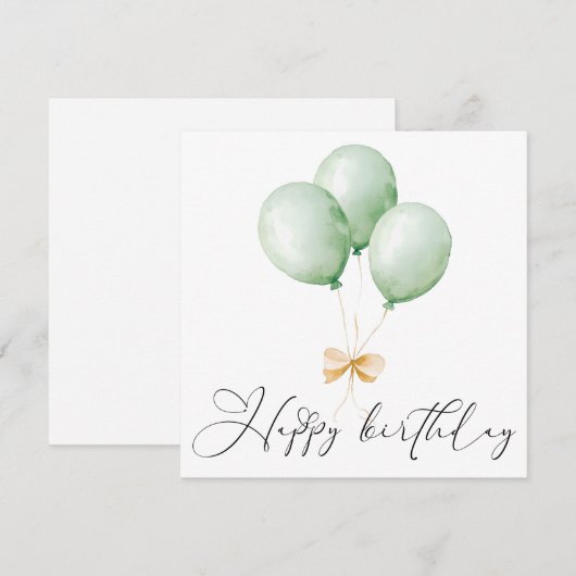 Balloons and Bow Happy Birthday Greeting Card Karte (Vorne/Hinten)