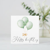 Balloons and Bow Happy Birthday Greeting Card Karte (Stehend Vorderseite)