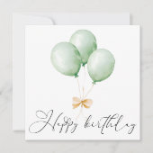 Balloons and Bow Happy Birthday Greeting Card Karte (Vorderseite)