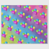 Balloons auf Regenbogen Wasserfarbe Abstrakt Geschenkpapier (Flach)