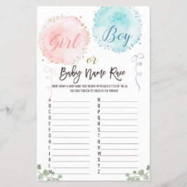 Balloons Baby Name Race ABC Game Flyer