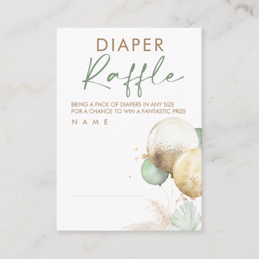 Balloons Baby Showdiaper Raffle Ticket Begleitkarte (Vorderseite)
