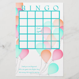 Balloons Baby Shower Bingo