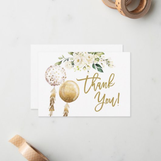 Balloons Babydusche Danke Karte (Vorderseite/Rückseite Beispiel)