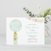 Balloons Bereit zum Pop Baby Dusche Einladung (Stehend Vorderseite)