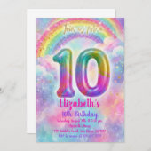 Balloons Birthday 10th Birthday  Einladung (Vorne/Hinten)