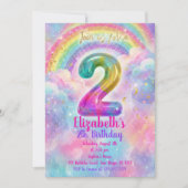 Balloons Birthday 2th Birthday  Einladung (Vorderseite)
