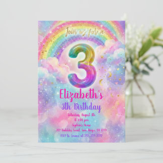 Balloons Birthday 3th Birthday  Einladung