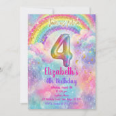 Balloons Birthday 4th Birthday  Einladung (Vorderseite)
