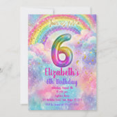 Balloons Birthday 6th Birthday Einladung (Vorderseite)