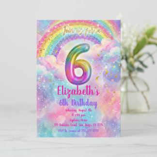 Balloons Birthday 6th Birthday  Einladung