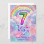 Balloons Birthday 7th Birthday  Einladung (Vorne/Hinten)