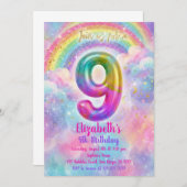 Balloons Birthday 9th Birthday  Einladung (Vorne/Hinten)