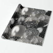 Balloons Birthday Black Silver Glitzer Party Geschenkpapier (Ungerollt)