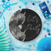 Balloons Birthday Black Silver Glitzer Party Pappteller (Party)