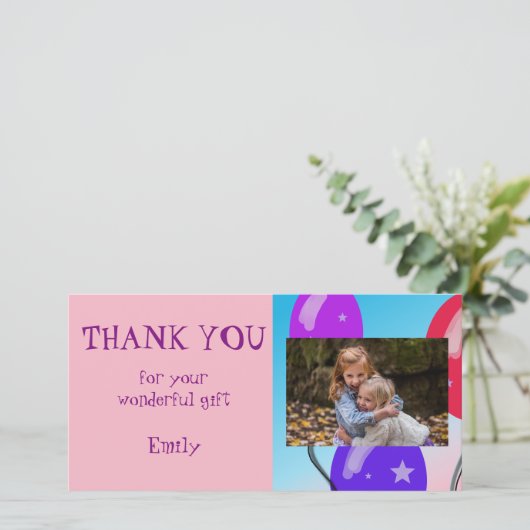 Balloons Birthday Danke Foto (Stehend Vorderseite)