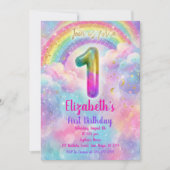 Balloons Birthday first Birthday Einladung (Vorderseite)