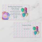 Balloons Birthday Party Organizer Business Card Visitenkarte (Vorne/Hinten)