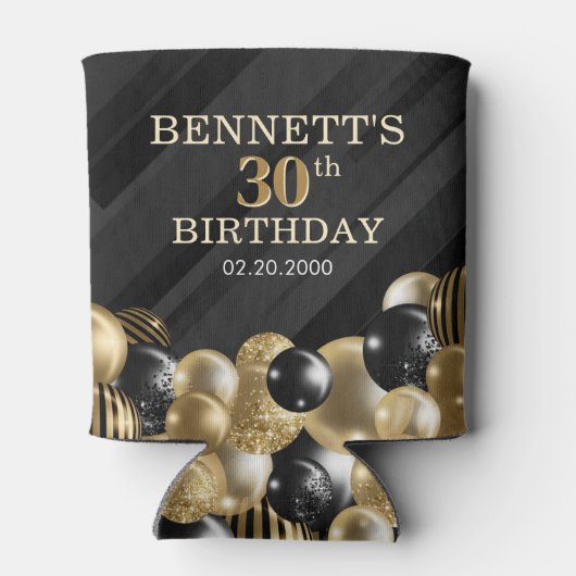 Balloons Black Gold Dosenkühler (Rückseite)