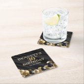 Balloons Black Gold Geburtstag Rechteckiger Pappuntersetzer (Vor Ort)