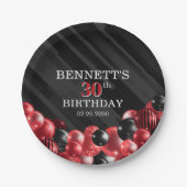 Balloons Black Red Birthday Pappteller (Vorderseite)