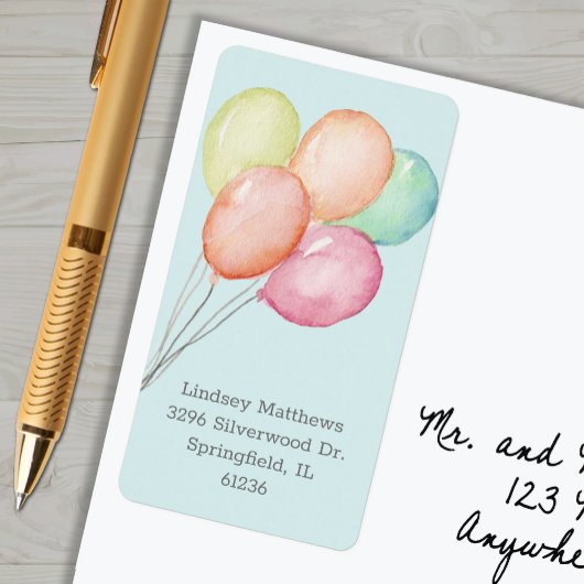 Balloons Blue Baby Dusche Rücksendeadresse Adressaufkleber