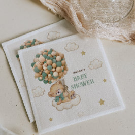 Balloons Boho Teddy Bear Babydusche Beige Grün Serviette