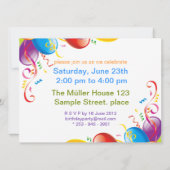 Balloons Boy First Birthday Party | Foto Einladung (Rückseite)