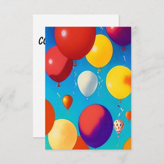 Balloons bunt feiern Flat Card Glückwunsch Dankeskarte (Vorne/Hinten)