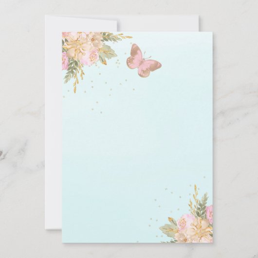 Balloons Butterflies Covid Drive by Baby Dusche Einladung (Rückseite)