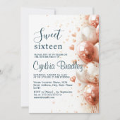 Balloons & Confetti 16 . Geburtstag Geburtstagspar Einladung (Vorderseite)