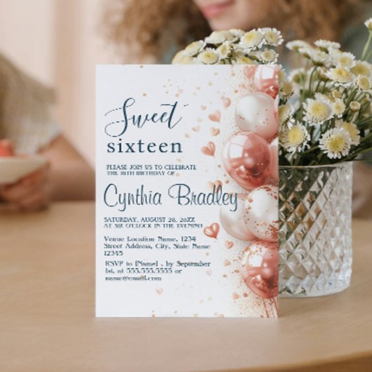 Balloons & Confetti 16 . Geburtstag Geburtstagspar Einladung