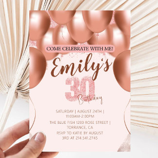 Balloons Confetti 30. Geburtstag Party Custom Einladung